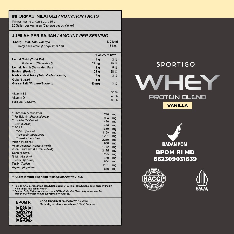 Sportigo Whey Protein Blend Vanilla Description 2